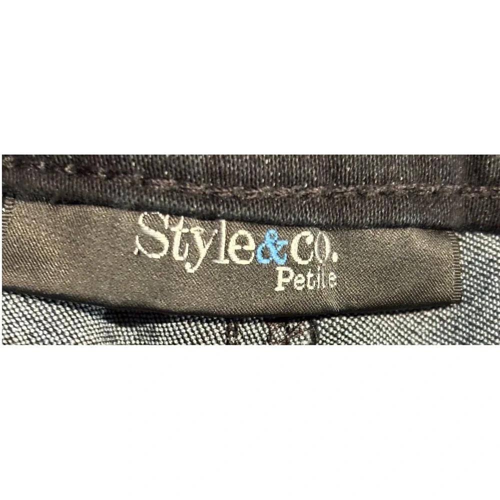 Style & Co Petite‎ Tummy Control Slim Leg Pants Black Embellished Rhinestone 12P